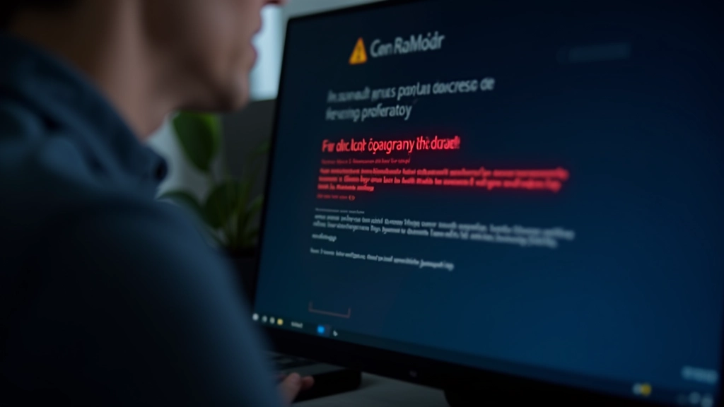 Tela de computador mostrando aviso de segurança e indicadores de malware com ícones de alerta
