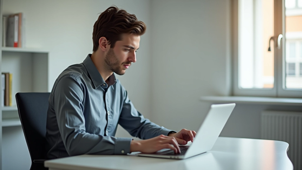 Pessoa usando laptop seguro com cadeado de proteção ao fundo
